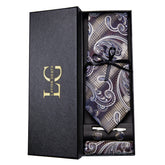 Conjunto de Gravata Paisley Roxo com Dourado